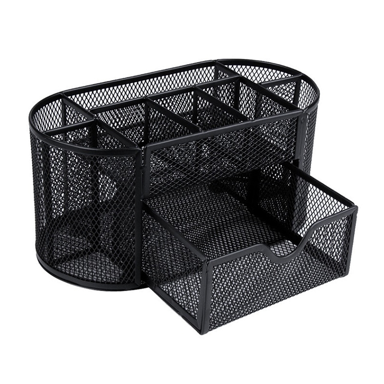 

Desk Organizer 9 Grids Metal Mesh Office Pen Pencil Holder(Black)