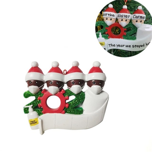 

2 PCS Family Christmas Decoration Pendant 2020 Snowman Isolation Survivor Mask Pendant, Specification:4 Heads(Black Man)