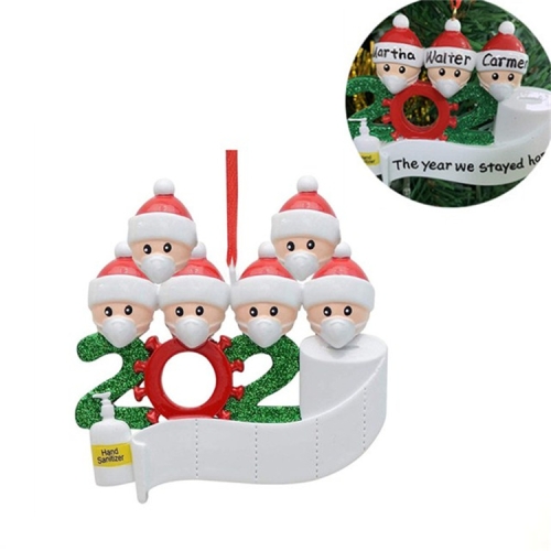 

2 PCS Family Christmas Decoration Pendant 2020 Snowman Isolation Survivor Mask Pendant, Specification:6 Heads(White Man)