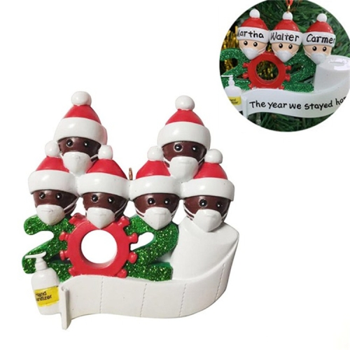 

2 PCS Family Christmas Decoration Pendant 2020 Snowman Isolation Survivor Mask Pendant, Specification:6 Heads(Black Man)