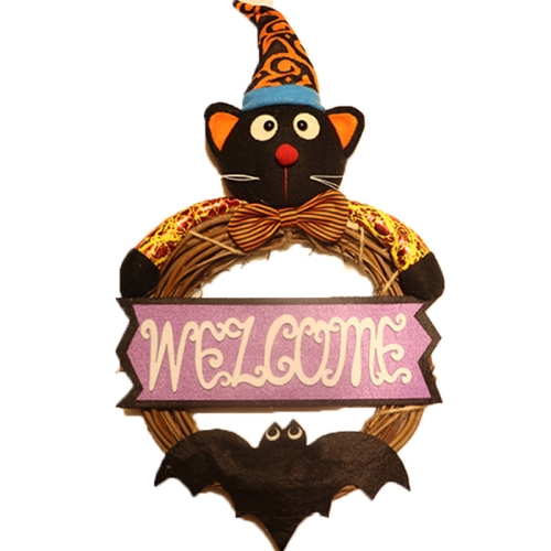 

Halloween Decoration Listing Rattan Circle Wreath Haunted House Bar Doorplate Ornaments(Nigga)