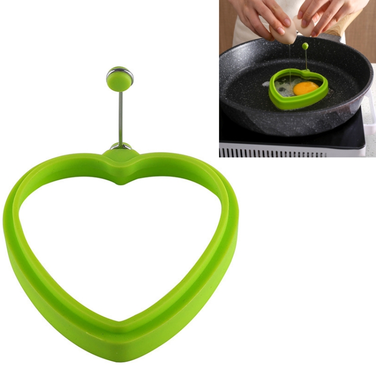 

10 PCS Food Grade Silicone Heart-Shaped Omelette Pancake Mold Poached Egg Mold(Heart-shaped Green)