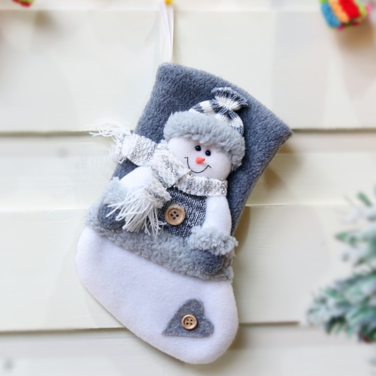 

3 PCS Christmas Decorations Thick Flannel Christmas Socks Gift Bag, Specification: Snowman