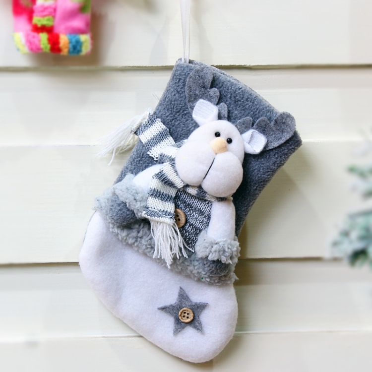 

3 PCS Christmas Decorations Thick Flannel Christmas Socks Gift Bag, Specification: Elk