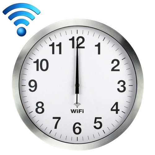 

Smart Network Automatic Time Synchronization Wifi Wall Clock Modern Minimalist Silent Living Room Clock, Size:14 inch(Silver)