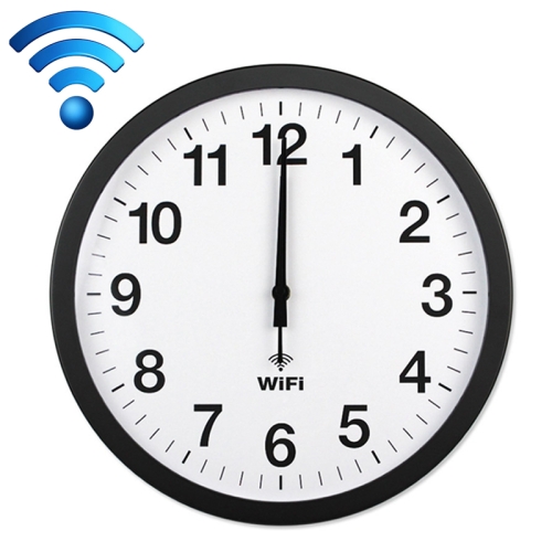 

Smart Network Automatic Time Synchronization Wifi Wall Clock Modern Minimalist Silent Living Room Clock, Size:14 inch(Black)