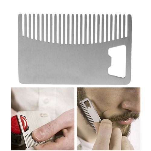 

3 PCS Metal Hair Beard Comb with Bottle Opener Multi-purpose Credit Card Size Tool