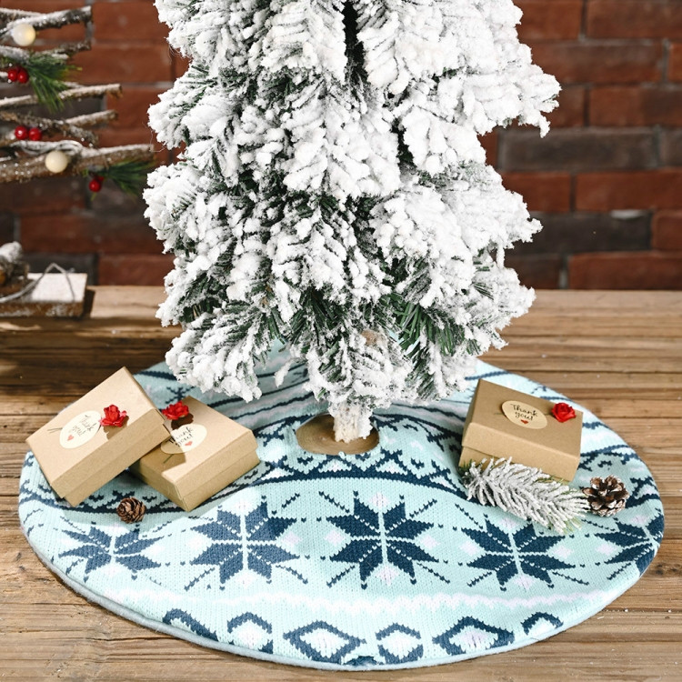 

Christmas Decoration Supplies Knitted Snowflake Tree Skirt Christmas Tree Skirt Tree Bottom Decoration Atmosphere Dress Up(Blue)