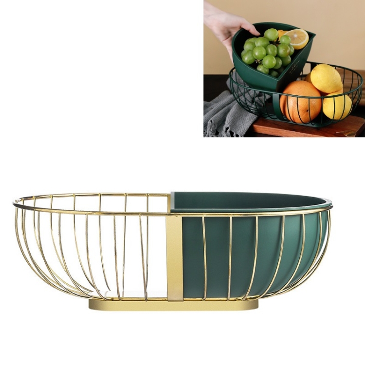 

Wrought Iron Fruit Tray Hollow Home Coffee Table Snack Tray, Style:Golden