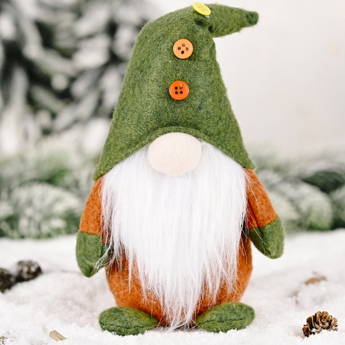 

3 PCS Christmas Decorations Knitted Non-Woven Fabric Standing Faceless Doll Santa Claus Decoration(Green Hat)