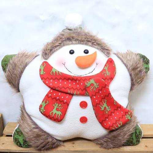 

Christmas Decorations Five-Star Pillow Cartoon Embroidery Cushion(Snowman)
