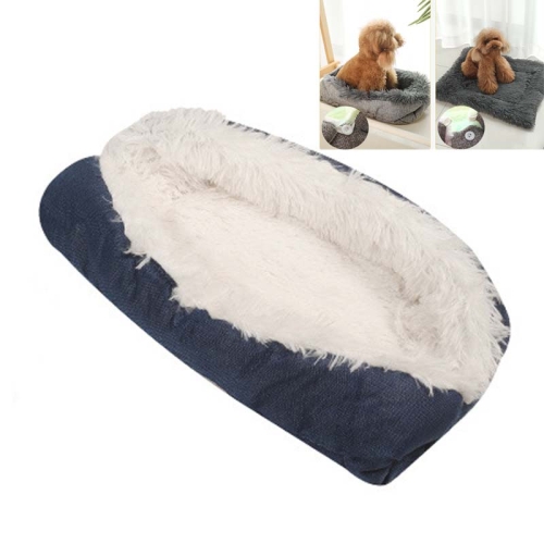 

Kennel Dog Mat Dual-Use Winter Warm Cat Litter, Size:70x80cm(Blue White)