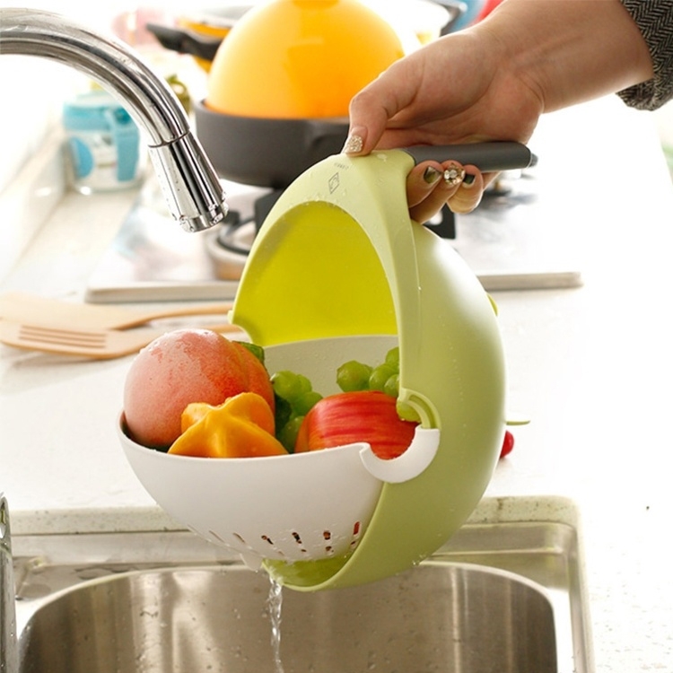 

Fruit Plastic Basket With Handle Non-Slip Double Drain Basket Random Colour Delivery