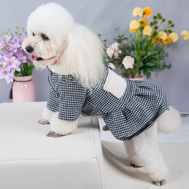 

Doll Collar Plus Velvet Warm Pet Cat And Dog Woolen Cloth Princess Dress Without Leash, Size: XL(Black)