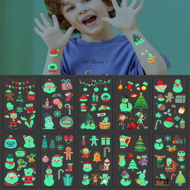 

5 Sets Waterproof Luminous Tattoo Stickers Children Christmas Tattoo Stickers