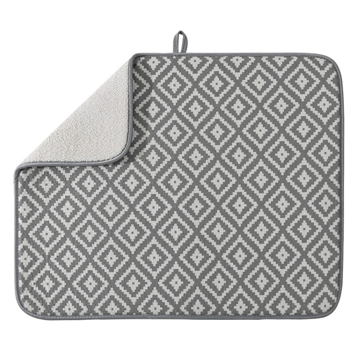 

Kitchen Countertop Geometric Pattern Drain Pad Tableware Cutting Board Absorbent Pad(Grey)