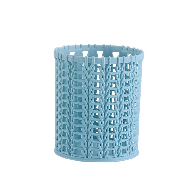 

HH301 Office Organizer Desktop Hollow Cylinder Pen Storage Box Pencil Brush Pot Pen Holder Makeup Brush Plastic Container(Blue)