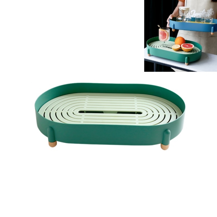 

Drainage Household Tray Cosmetics Sundries Sorting Storage Rack(Malachite Green)