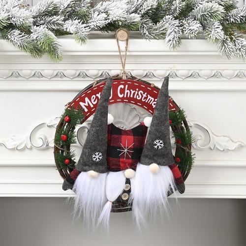 

Christmas Ornaments Forest Doll Old Man Rattan Circle Faceless Doll Letter Garland Pendant