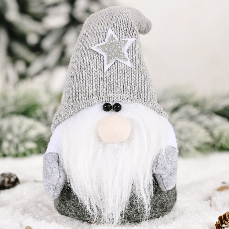 

3 PCS Christmas Ornament Five-Pointed Star Forester Doll Santa Claus Ornament(Grey Hat)