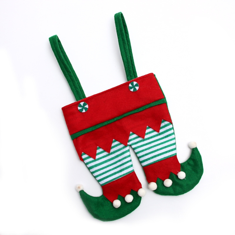 

2 PCS Christmas Decorations Christmas Elf Candy Bag Gift Bag( Green Foot)