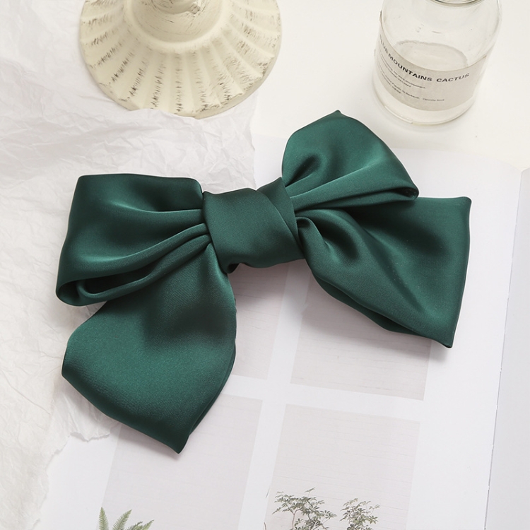 

5 PCS Satin Bow Hairpin Back Head Hair Accessories, Colour: Dark Green