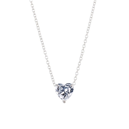 

Crystal Heart Pendant Necklace Female Short Chain Necklace(Silver)