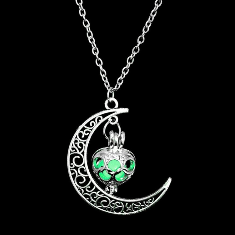 

Women Moon Glowing Luminous Gem Charm Necklace Jewelry(Green)