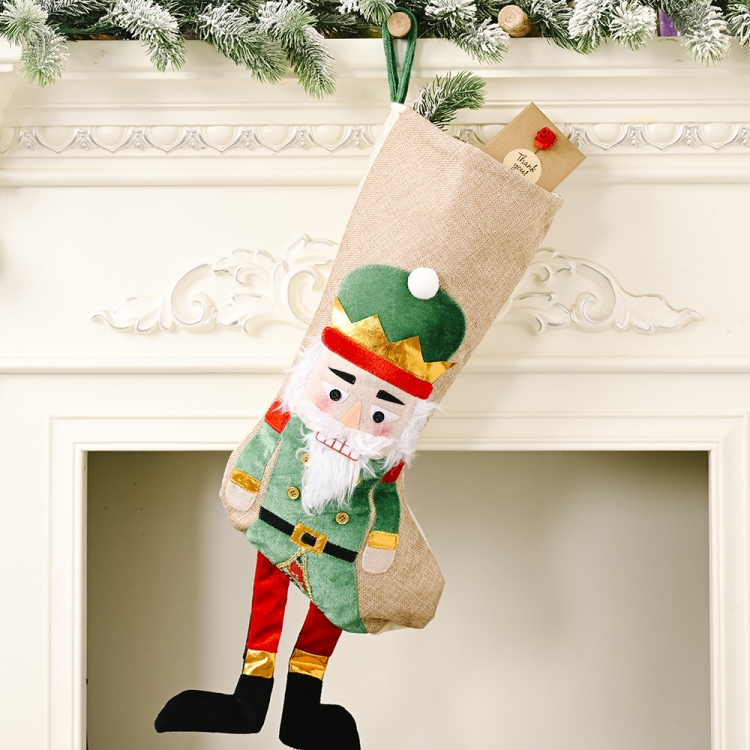 

Christmas Decorations Walnut Soldier Christmas Stocking Candy Gift Bag(Green)