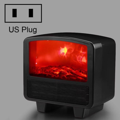 

Home Office Small 3d Flame Desktop Fireplace Heater, Plug Type:US Plug(Black)