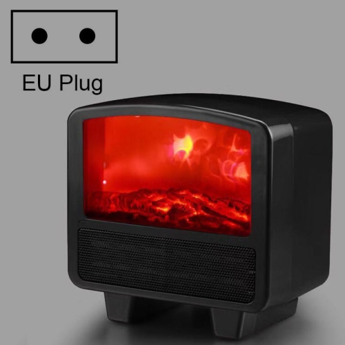

Home Office Small 3d Flame Desktop Fireplace Heater, Plug Type:EU Plug(Black)