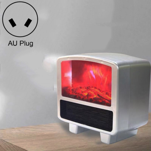 

Home Office Small 3d Flame Desktop Fireplace Heater, Plug Type:AU Plug(Silver Gray)