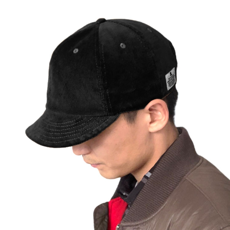 

Autumn and Winter Vintage Corduroy Short-Brimmed Hat Peaked Cap, Size:One Size(Black)