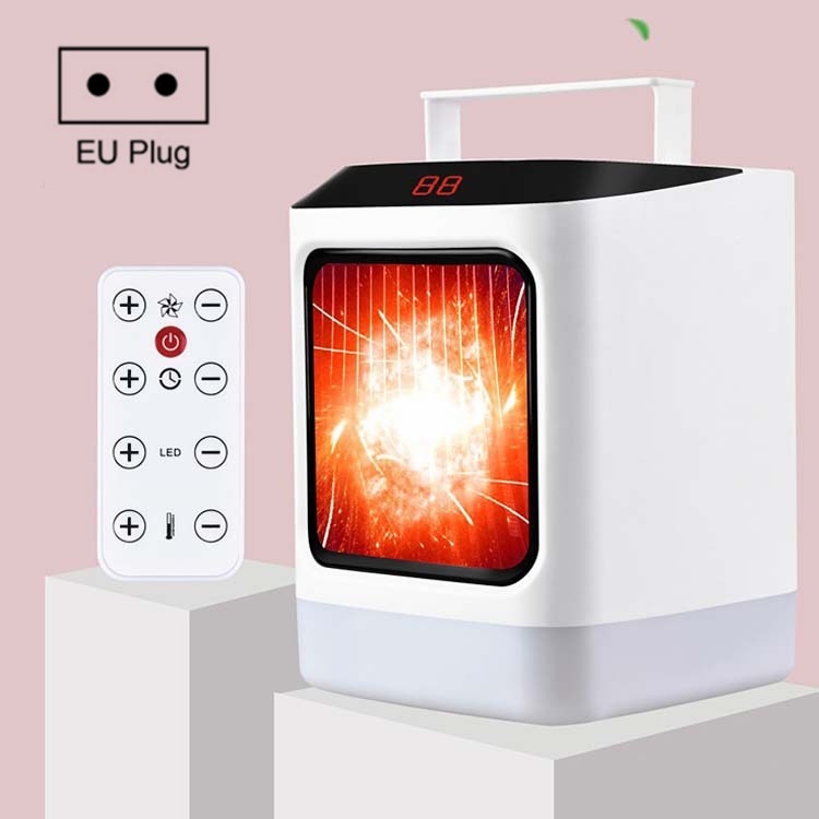 

Desktop Heater With Cooling And Heating Dual Purpose Heater With Colorful Night Light Function, Style: With Remote Control, Plug Type:EU Plug