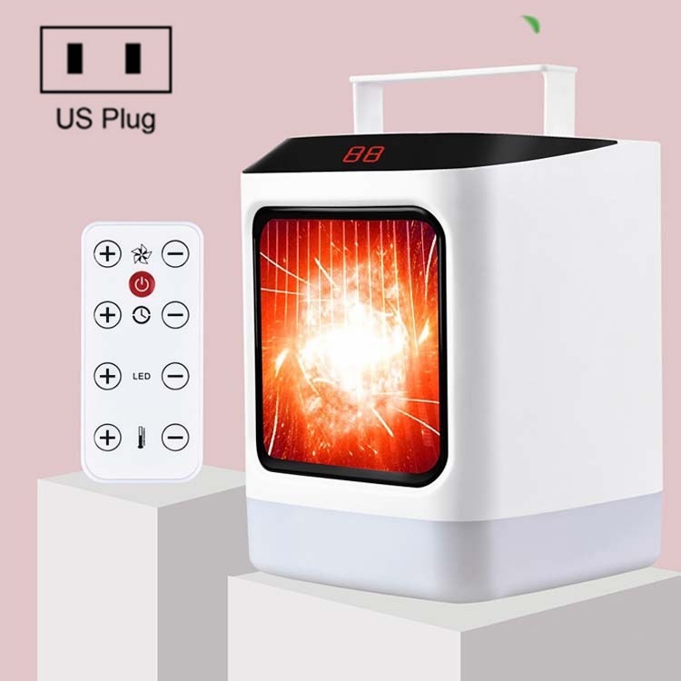 

Desktop Heater With Cooling And Heating Dual Purpose Heater With Colorful Night Light Function, Style: With Remote Control, Plug Type:US Plug