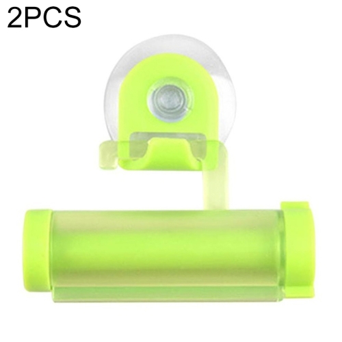 

2 Pcs Creative Sucker Hangable Toothpaste Extruder with Sucker &Holder(Green)