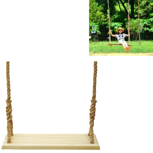 

Outdoor Swing Indoor Balcony Children Adult Solid Wood Swing, Style:Hemp Rope(50x13 cm)