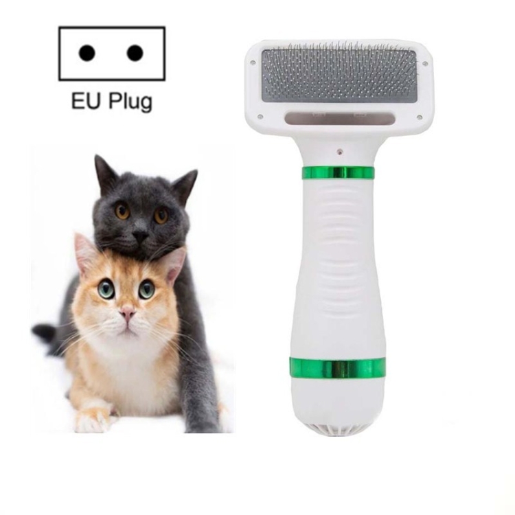 

2 in 1 Pet Hair Dryer Comb for Dog and Cat Drying Hot Air Hair Removal Comb, Product specifications: EU Plug 220V(White Green)