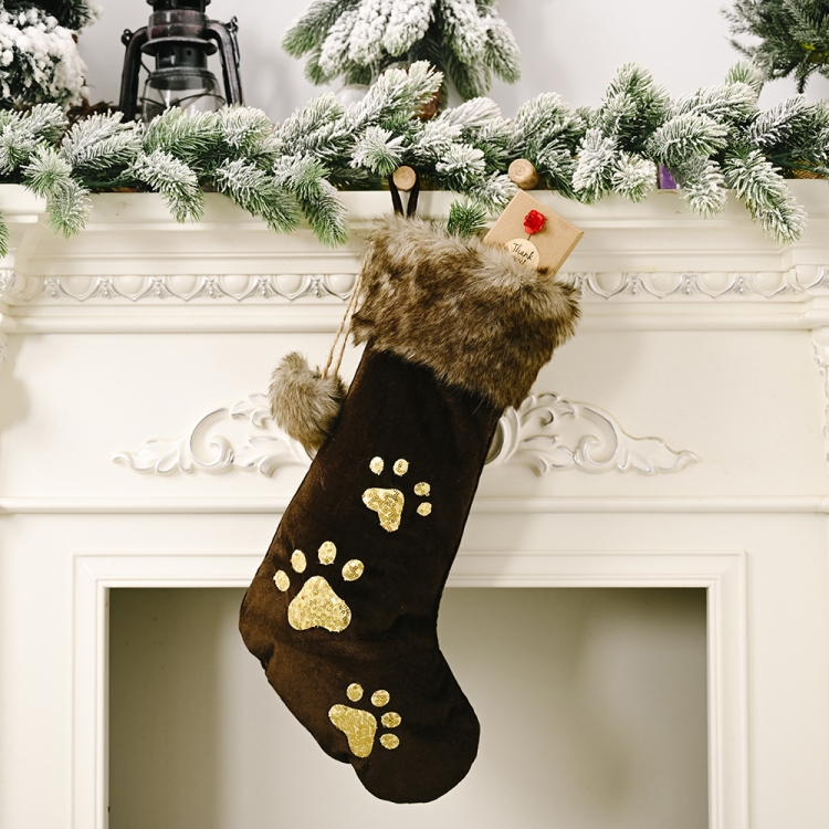 

Christmas Ornaments Sequins Dog Paw Christmas Socks Christmas Tree Pendant Pet Socks Gift Bag