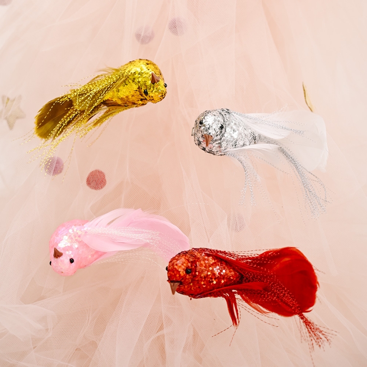 

4 Pairs Christmas Decorations Bird Hairpin Decoration Gift, Color Random Delivery