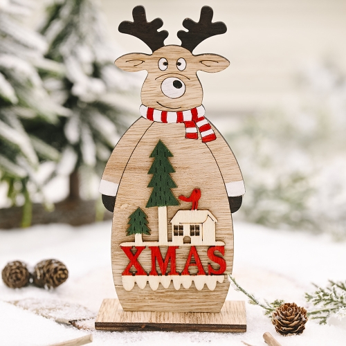 

4 PCS Christmas Decoration Festive Supplies Christmas Wooden Decoration(Elk)