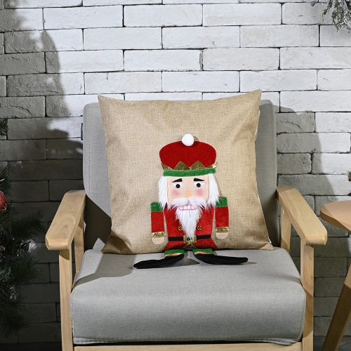 

Christmas Decorations Walnut Soldier Pillowcase Home Furnishing Pillowcase, Without Pillow Core(Red)