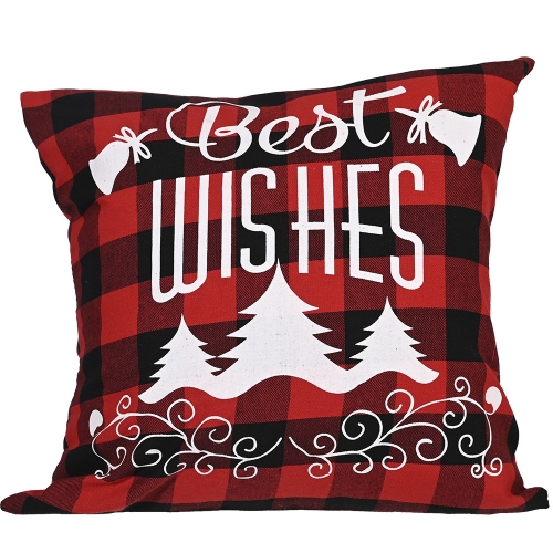 

3 PCS Christmas Ornaments Linen Plaid Pillowcase Christmas Elk Pillowcase, Without Pillow Core(Best Wishes)