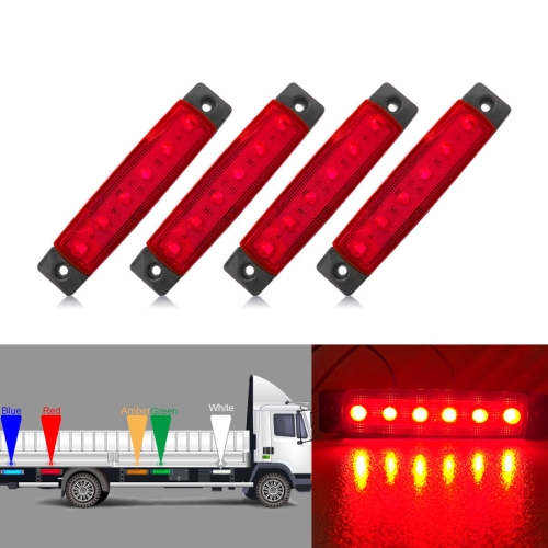 

4 PCS 12V 6 SMD Auto Car Bus Truck Wagons External Side Marker Lights LED Trailer Indicator Light Rear Side Lamp(Red)