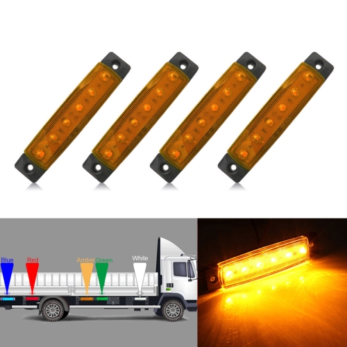 

4 PCS 12V 6 SMD Auto Car Bus Truck Wagons External Side Marker Lights LED Trailer Indicator Light Rear Side Lamp(Amber)