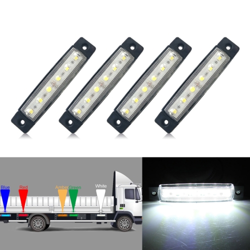 

4 PCS 12V 6 SMD Auto Car Bus Truck Wagons External Side Marker Lights LED Trailer Indicator Light Rear Side Lamp(White)