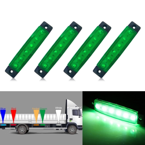 

4 PCS 12V 6 SMD Auto Car Bus Truck Wagons External Side Marker Lights LED Trailer Indicator Light Rear Side Lamp(Green)