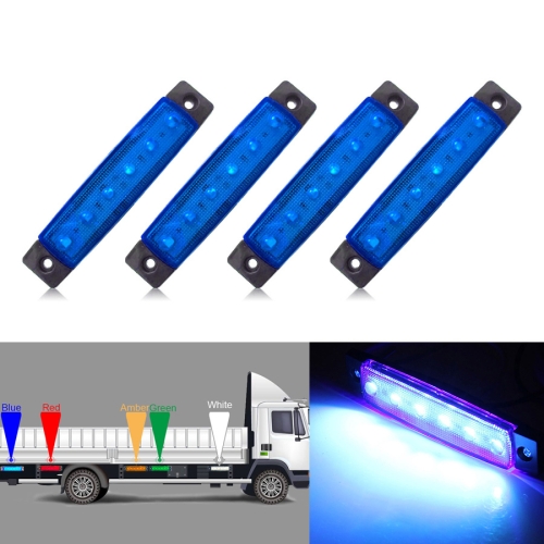 

4 PCS 12V 6 SMD Auto Car Bus Truck Wagons External Side Marker Lights LED Trailer Indicator Light Rear Side Lamp(Blue)