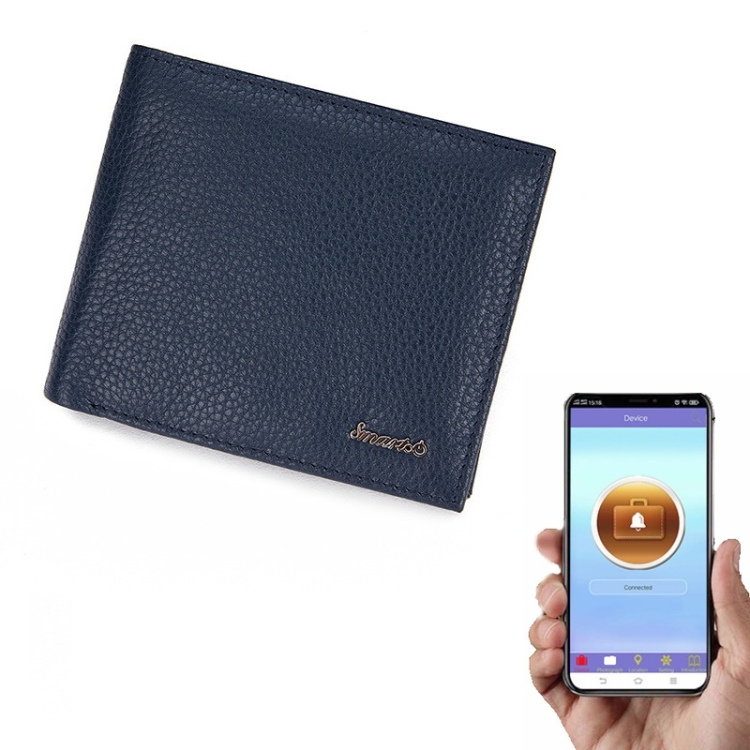 

Smart Anti-Lost Bluetooth Wallet Short Leather Coin Purse(Blue)