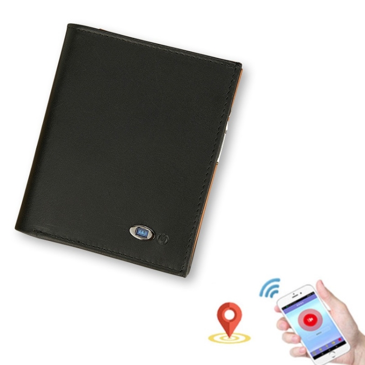 

Men Leather Business Wallet Bluetooth Anti-Lost Alarm Smart Coin Purse(Black)